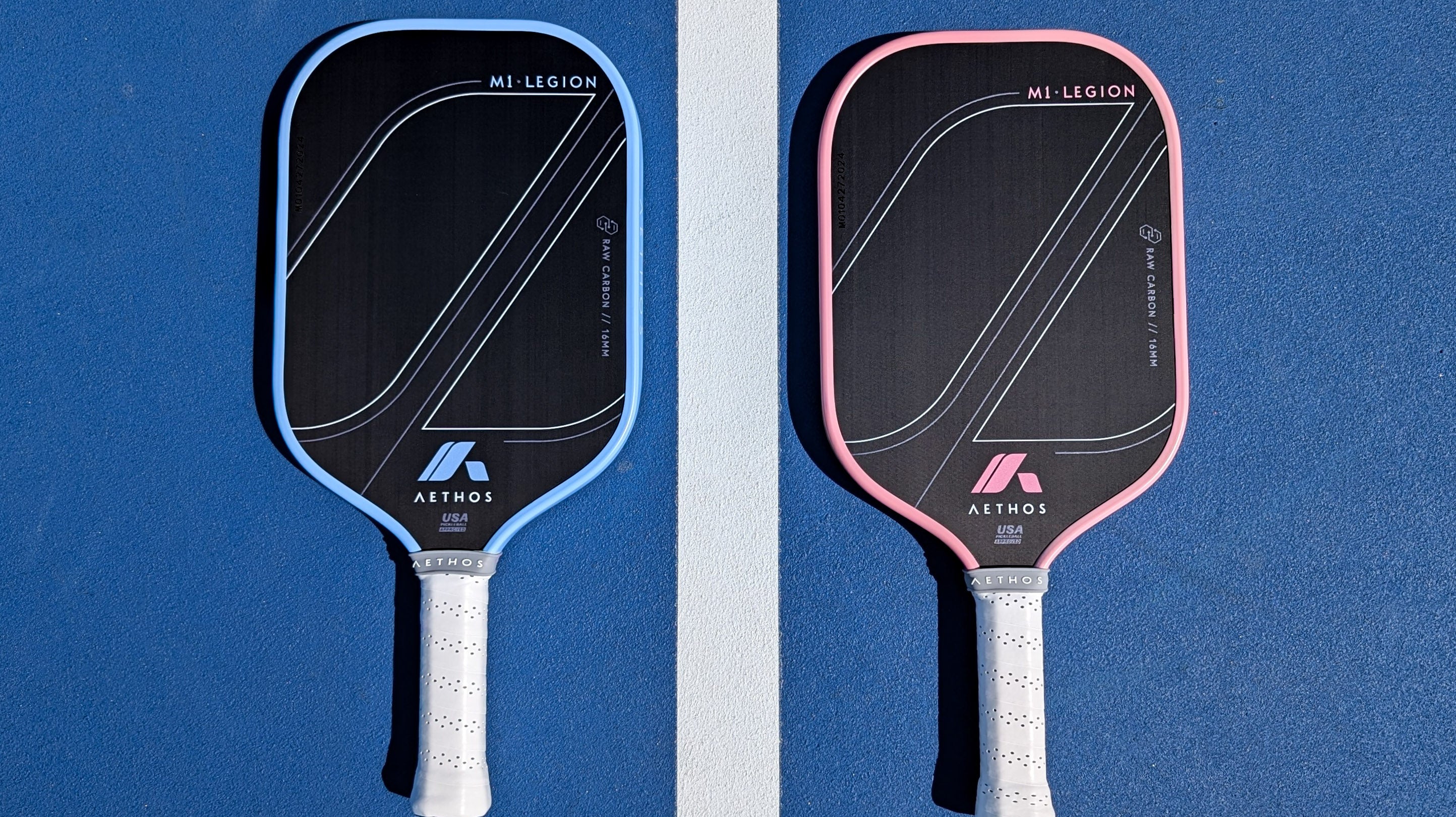 Blue Frost and Sakura Pink M1 Legion Pickleball Paddles