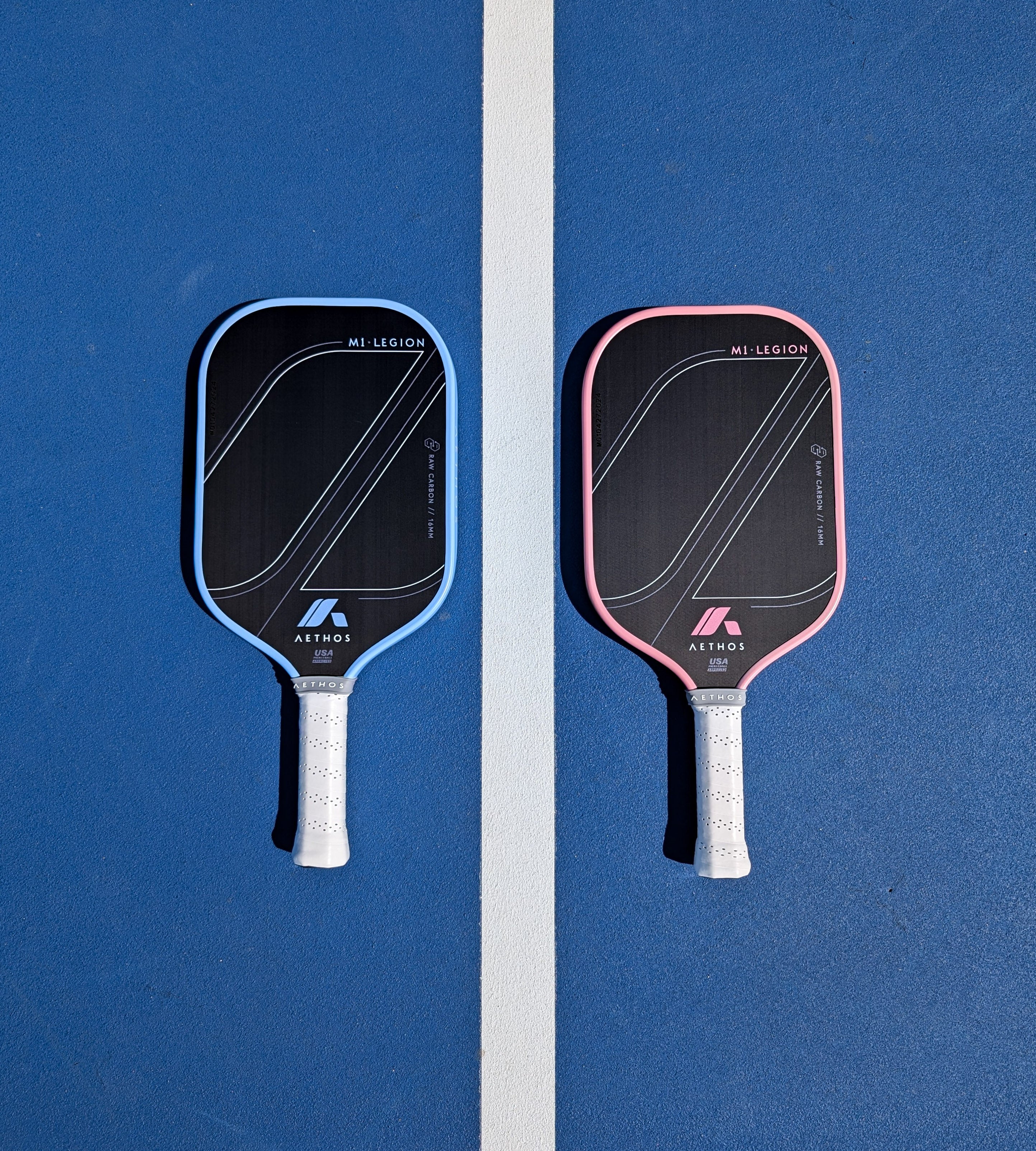 Blue Frost and Sakura Pink M1 Legion Pickleball Paddles